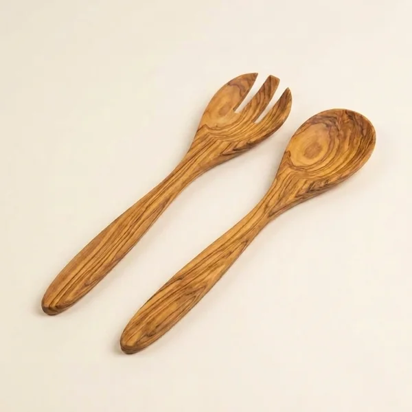 Alba Olive Wood Serving Set (Fork + Spoon)