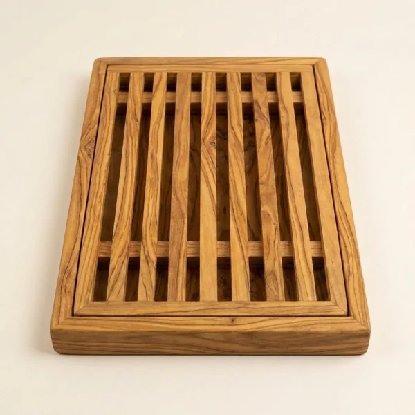 Alba Olive Wood Bread Board with Crumb Tray
