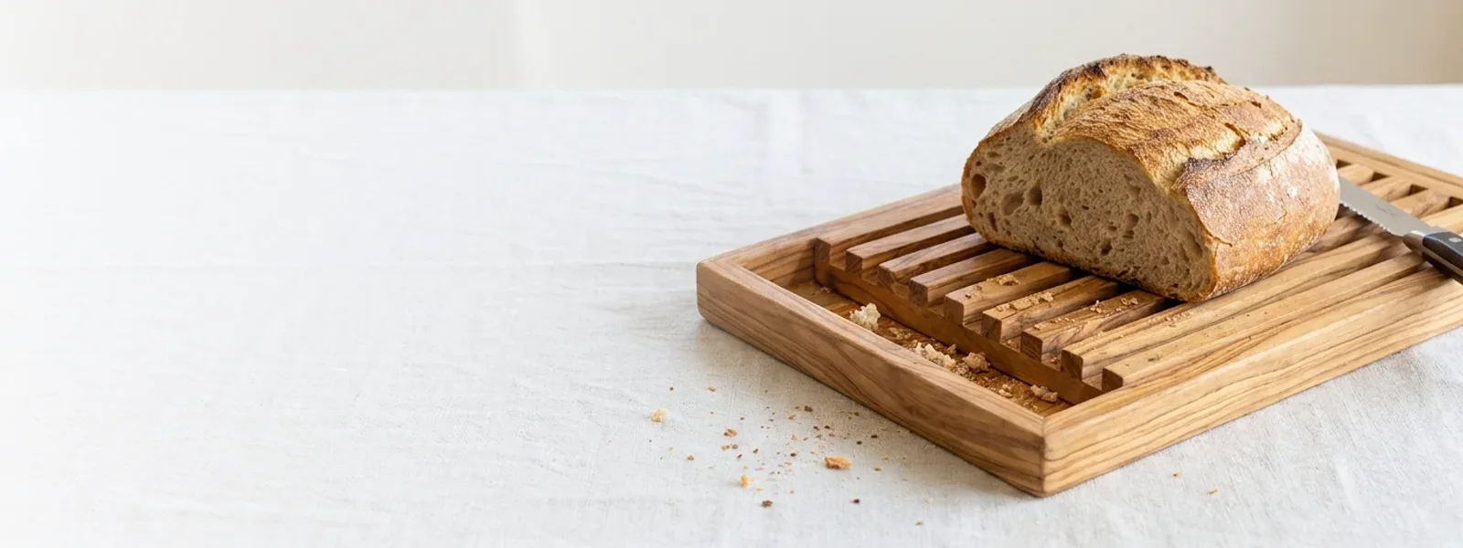 One Olive Trunk, One Board, and a Tray That Takes the Crumbs Away